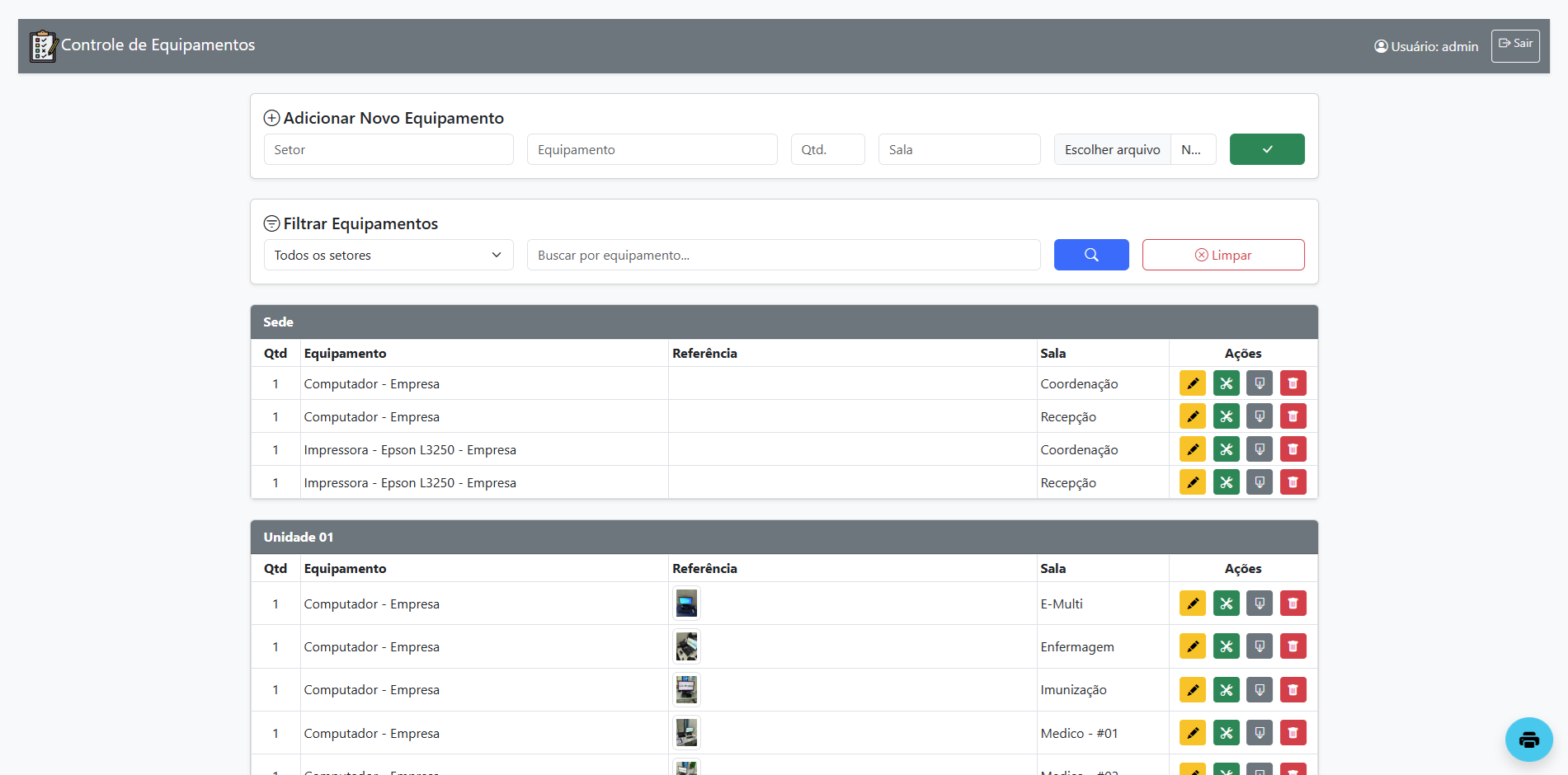 Gestão de Equipamentos